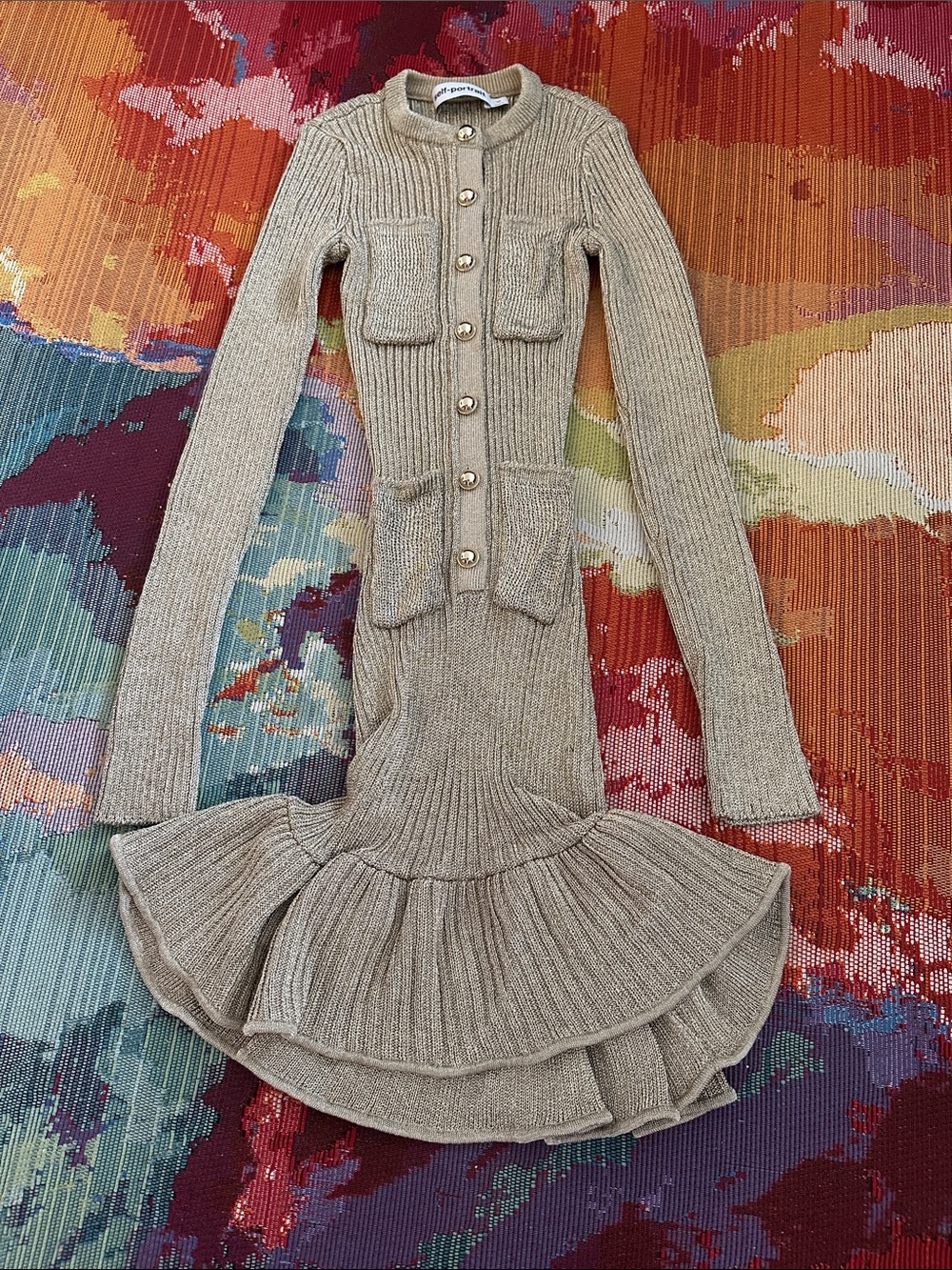 Self Portrait Knit metallic dress